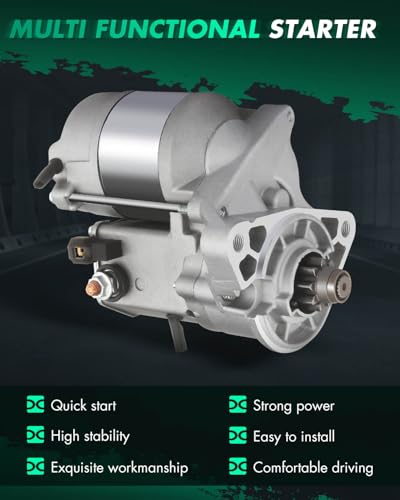 Image of SCITOO Starter Motor 17668N 228000-3740 for TOYOTA 4runner 1996-2000 T-100 Pickup 1994-1998 Tacoma Pickup 1995-2007 2.7L 1995-2004 2.4L 1.4kW /12 Volt CW 9-Tooth Pinion