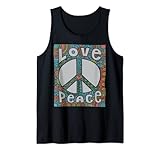 Colorida camiseta hippie retro de los años 60, 1970 con símbolo de paz de teñido anudado. Divertido aspecto nostálgico para cualquier día festivo o como un disfraz hippie fácil de Halloween. Regalo para cumpleaños, Pascua, Acción de Gracias, Navidad, Día de la Madre, Día del Padre o simplemente para llevar todos los días.