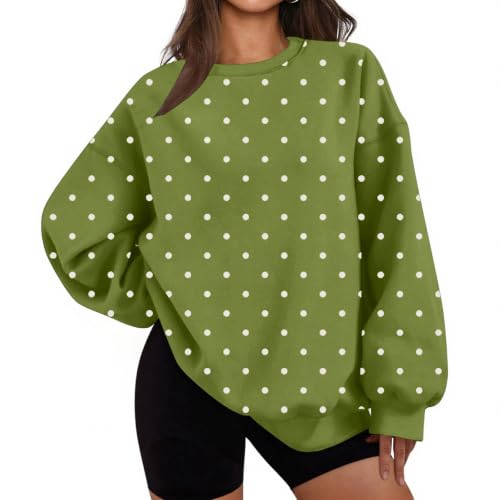 Polka Dot Sweatshirts for Women Fleece Oversized Fashion Sweat Shirts