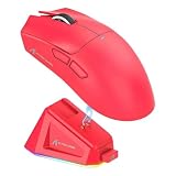 Mouse Gamer sem Fio Attack Shark X11 com Base de Carregamento Magnético Rgb, Tri-mode, 22.000 Dpi, Sensor Óptico Paw3311, 5 Botões - Vermelho