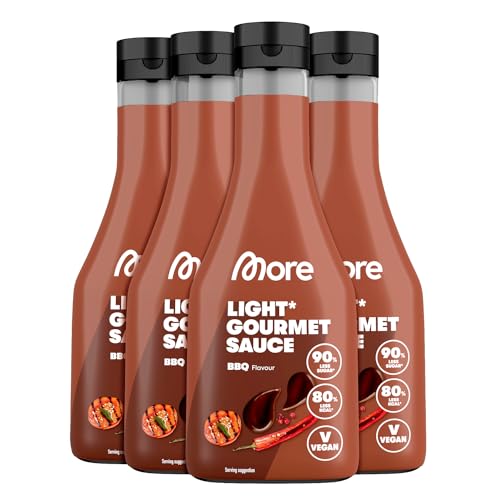 MORE Light Gourmet Sauce, BBQ, 4 x 285 ml, kalorienreduzierte Soße, ohne Zuckerzusatz und unnötigem Fett