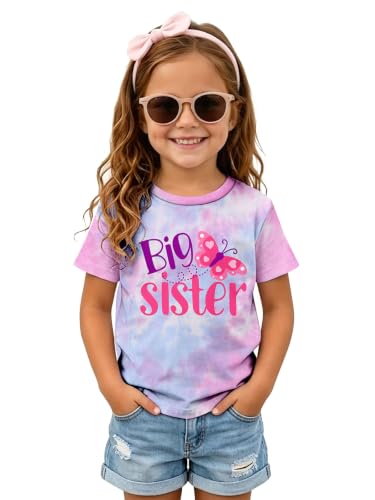 Image of Funnycokid Big Sister Shirts for Girls Pregnancy Announcement Toddler Promoted to T-Shirt 1-7 Years