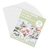 LINXIU 10PCS Selbstklebende Wasserlösliche Stickvliese 27.94x21.59cm Bedruckbare Stickereipapier für Drucken Handbemalt Bestickt