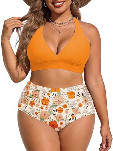 Image of American Trends Womens Plus Size Bikini Set - Tummy Control, High Waisted 2 Piece Swimsuits Bathing Suits