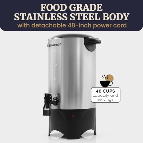 image for Elite Gourmet CCM040 Stainless Steel 40 Cup Coffee Urn Removable Filte