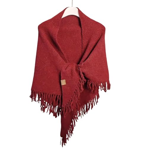 LHEZXS Mantón Triangular Tejido De Lana Gruesa, Cálido Y Resistente Al Frío, para Invierno para Mujer-Rojo