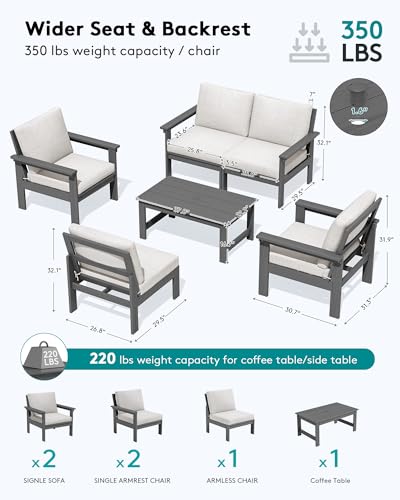 Image of SERWALL HDPE Outdoor Patio Furniture Set with Coffee Table