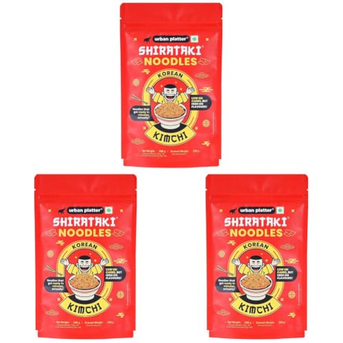 Image of Urban Platter Korean Kimchi Shirataki Noodles, 288g (Konjac Noodle | Keto-friendly, Low-Carb, Fat-free | Kimchi Flavour | Ready in Minutes) (Pack of 3)