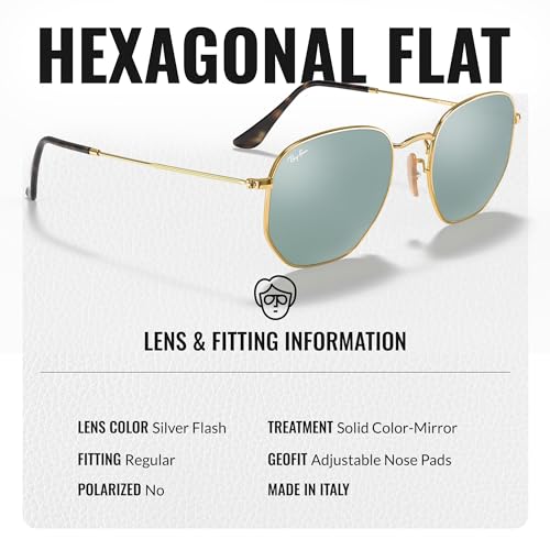 Image of Ray-Ban RB3548N HEXAGONAL FLAT LENSES Square-Round Shape Sunglasses for Men & Women with Official Eyewear Kit