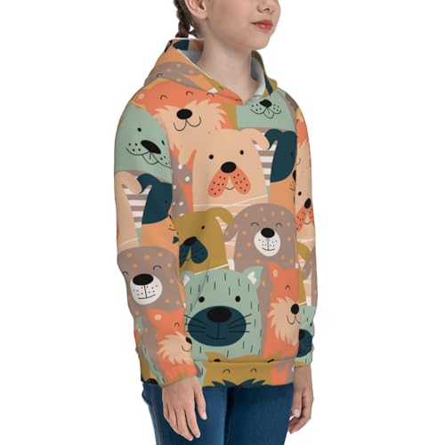 Colorful Dogs Kid Hoodies Boys Sweatshirts Girls Pullover with Pocket 7