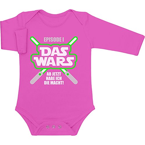 Shirtgeil DAS Wars, jetzt Habe ich die Macht - Baby Geschenk Fans Baby Langarm Body 0-3 Monate Wow rosa