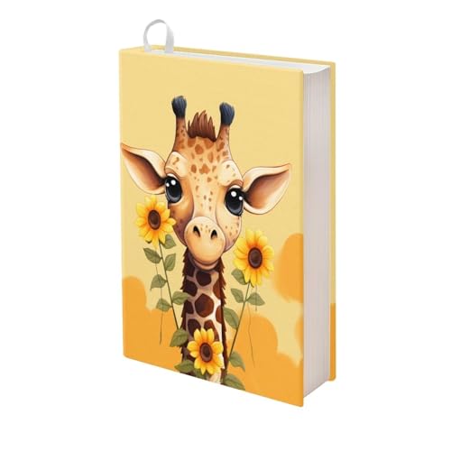 Sunflower Giraffe Book Cover Protector for Girls Book Covers for Soft Cover Books with Ribbon Bookmark Lightweight Book Pouch for Boys Gifts School Supply for Student Yellow
