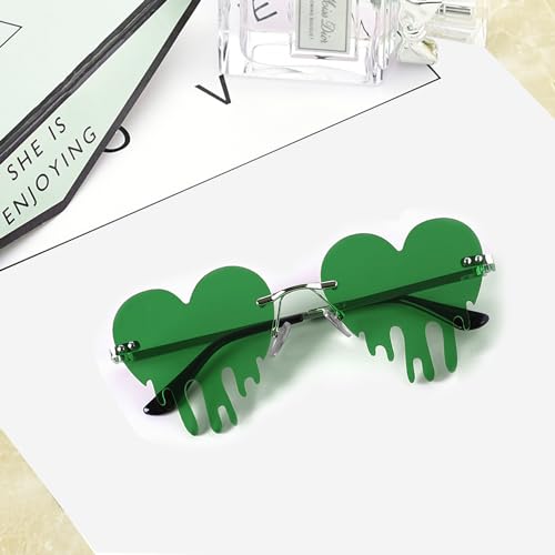 Drippy Heart Shaped Sunglasses Rave Festival Glasses Melting Heart Drip Sunglasses for Women and Men4