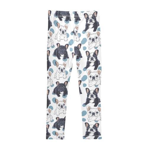 Bulldog Polka Dot Girls Leggings Soft Stretch Workout Yoga Dance Pants for Kids Casual Tights2