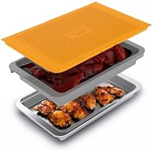 Yukon Glory Prep N Serve BBQ Prep and Serve Tray Set Marinating Tray with Lid + Stainless Steel Serving Platter Stackable, Dishwasher Safe Great Gift for Men Who Grill