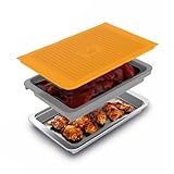 Yukon Glory Prep 'N Serve BBQ Prep and Serve Tray Set – Marinating Tray with Lid + Stainless Steel Serving Platter – Stackable, Dishwasher Safe – Great Gift for Men Who Grill