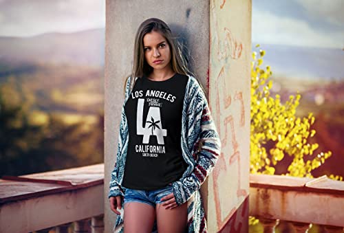 Neverless Damen T-Shirt Los Angeles California LA Palme Slim Fit Trendig Slim CutComfortable Casual Wearzbekisch