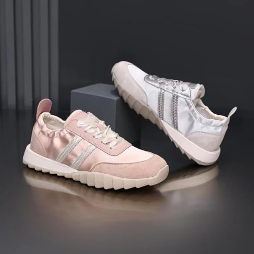 Sneakerina Satin Ballet Sneakers for Women Lace-up Ballerina Sneakers Cute Flat Round Toes with Bow Decors Y2K No Slip Chunky Sole Soft Breathable Lightweight Casual Comfort Dress Shoes Tennis Running4