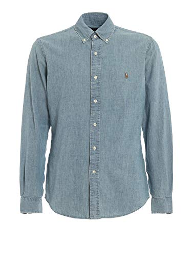 Stile: Slim Fit Polo Ralph Lauren Slim Fit 3BD PPC SPT Camicia, Blu (Medium Wash A48M1), M Uomo