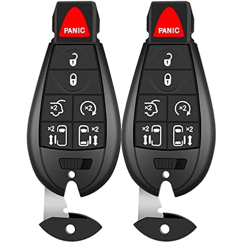 FCCID: M3N5WY783X 7 Btn 433MHZ Key Fob Replacement fits for 08-2015 Chrysler Town and Country, 08-2020 Dodge Grand Caravan Van Keyless Entry Remote Fob Set of 2 Cover