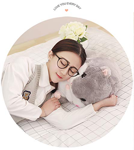 YunNasi 2 in 1 Hamster Kuscheltier Plüschtier Hamster Kissen mit Kuscheldecke Super Süßes Geschenk für Kinder und Freundin 50cmX30cm (Hellbraun)