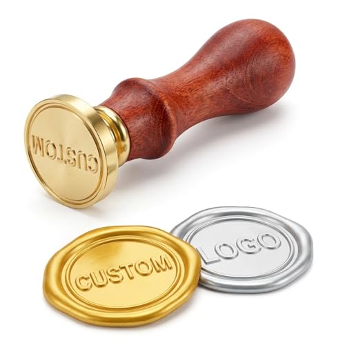 Sello de Lacre Personalizado con Nombre/Letras - Sello de Cera de Latón Vintage, Mango de Madera Removible, Decoración para Invitaciones y Bodas (stamp)