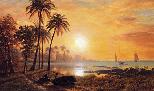 Peintures sur toile paysage tropical de bateaux de pêche Albert Bierstadt