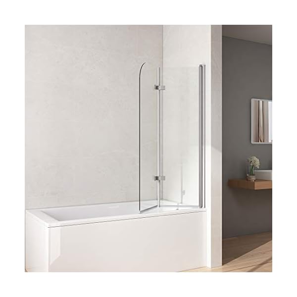 KOBEST 100x140cm Duschabtrennung Badaufsatz Badewanne Duschwand 2-teilig klappbar 6mm Duschwand Badewanne mit beidseitiger Nano-Beschichtung Glas – Bild 3