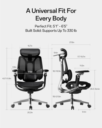 Image of Hbada E3 Pro 2026 Edition Ergonomic Office Chair, Mesh Desk Chair with 3-Zone Floating Lumbar Support, Upgraded 4D Headrest, 720 Armrests, Black