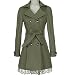 FV RELAY Womens Double-Breasted Bowknot Long Trench Coat with Belt and Lace Hem