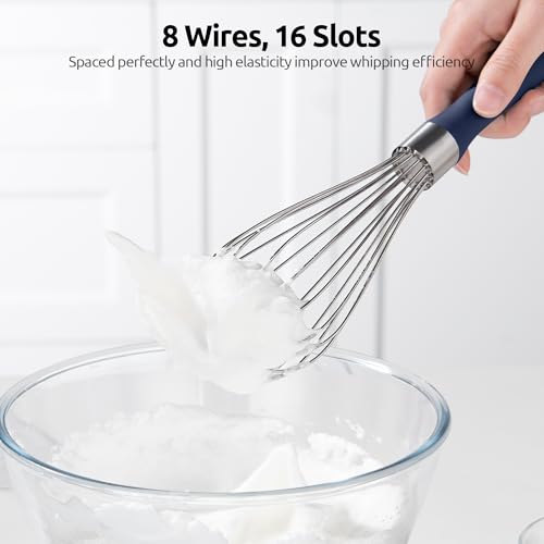 Image of U-Taste Wire Whisk for Cooking, 18 /10 Stainless Steel Wisk, M /Midnight Blue