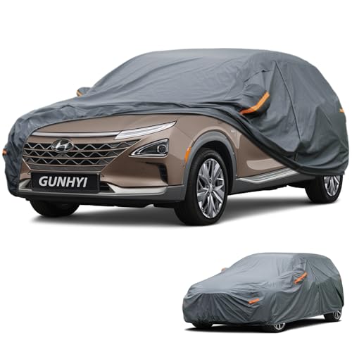 Image of GUNHYI Premium Car Cover Custom Fit Hyundai Nexo, 16 Layers Heavy Duty Car Cover Waterproof All Weather with Zipper Door for Sun Rain Snow Dust Uv Protection