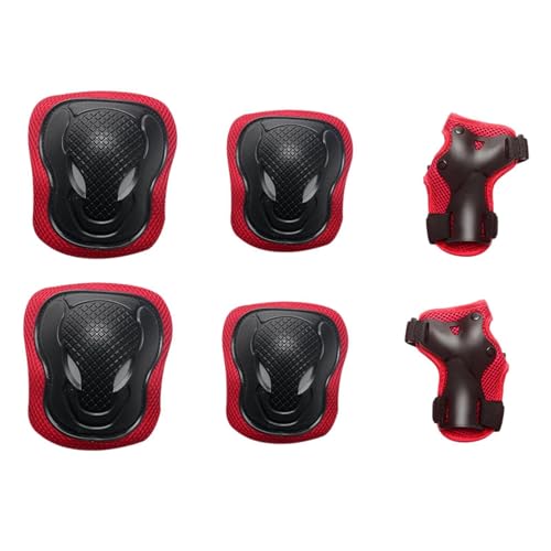 YIJU Protective Gear Set Hand Pads Elbow Pads Knee Pads, Biking Lightweight Breathable Outdoor Sports Comfortable Kids Adults , Red