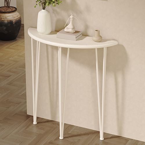 Consola blanca moderna de metal y mueble recibidor estrecho de 60cm para espacio pequeño 3