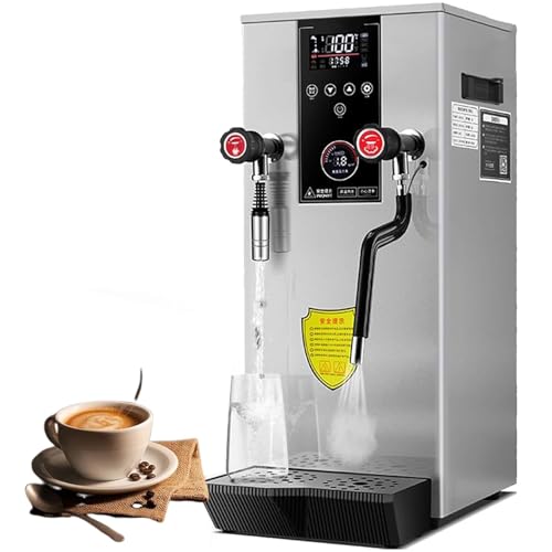 ZenSeFarin Fróter Y Vaporizador Leche Comercial,Fabricante Espuma Vapor Eléctrico 20 L,2500w Espresso Coffee Milk Foam Machine Steamer,con Exhibición LED,Commercial Milk para Cafetería Silver