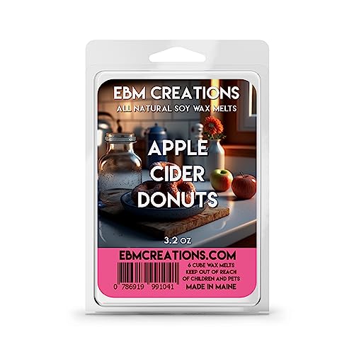 Apple Cider Donuts Soy Wax Melts - 3.2oz, 6 Cube Clamshell, All Natural, Highly Scented, Long-Lasting Aroma, Premium Quality, Handmade, Non-Toxic, Eco-Friendly