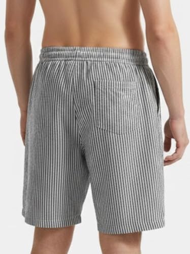 Image of SMOWKLY Men's Cotton Striped Boxer Short|Elastic Waist Drawstring Home Wear