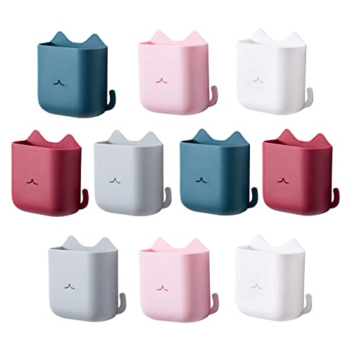 Lostwry Caja Almacenamiento Control Remoto,10 Piezas Soporte para Mando a Distancia de Pared Autoadhesivos Caja de Almacenamiento Montada en la Pared con Ganchos para Teléfono Móvil Cover