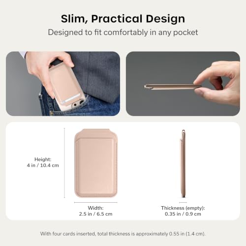 Image of Satechi Vegan-Leather Magnetic Wallet Stand, Minimalist iPhone Wallet with 4 Card Slots, NFC Pass Through, Phone Stand for iPhone 16-12, Desert Rose