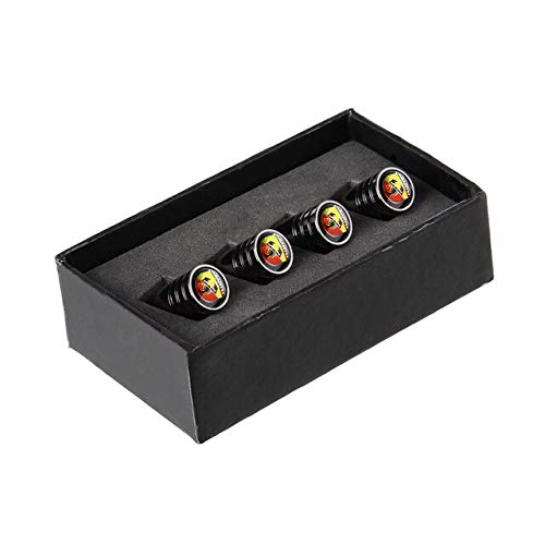 FIOLTY Las válvulas de los neumáticos Caps Polvo del Aire Accesorios Logo para Abarth 1100 Scorpione Fiat 500 124 750 595 Sper Zagato 695 SS Coupe Punto 1000: Negro