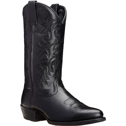 Western Boots Outdoor Chunky Block Heel Pointed Square Toe Leather Work Boots Vintage Cowboy Boots