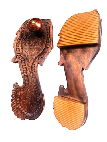 Image of numeroastro Beautifully Handcrafted & Designed Wooden Charan Paduka | Khadau | Slipper for Wearing (10 Inches Approx) (1 Set)