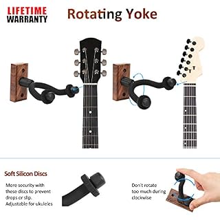 WINGO Support Guitare Mural, Lot de 2 Noyer Noir Support Guitare Crochet pour Guitare Acoustique, Guitare Électrique… - Les Beatles, Paul McCartney, John Lennon, RIngo Starr, George Harrison WINGO Support Guitare Mural, Lot de 2 Noyer Noir Support Guitare Crochet pour Guitare Acoustique, Guitare Électrique… – Image 2
