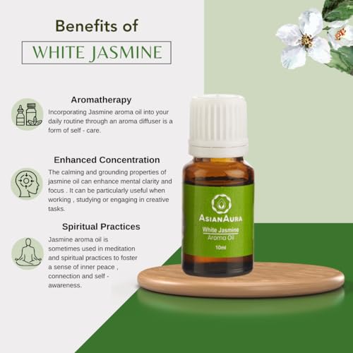 Image of ASIAN AURA Ceramic Aroma Diffuser Oil Set (10ml Each) Pack of 6| Home Fragrance & Aromatherapy | Meditation /Yoga (60 Ml, White Jasmine)