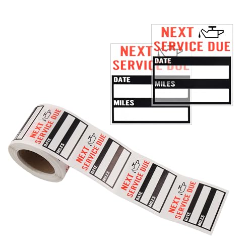 Image of 300PCS Car Oil Change Stickers for Windshield,Next Service Due Sticker,2 inchx2 inch Removable Vinyl Stickers for Most Cars Trucks SUVs (Red 1)