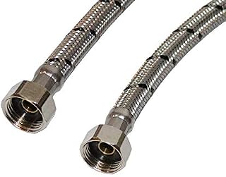 Aumix x2 (Pair) ½ x ½ inch BSP 9mm Bore 300mm Flexible Braided Pipe Kitchen Basin Monobloc Mixer Tap Connector Hose WRAS Approved