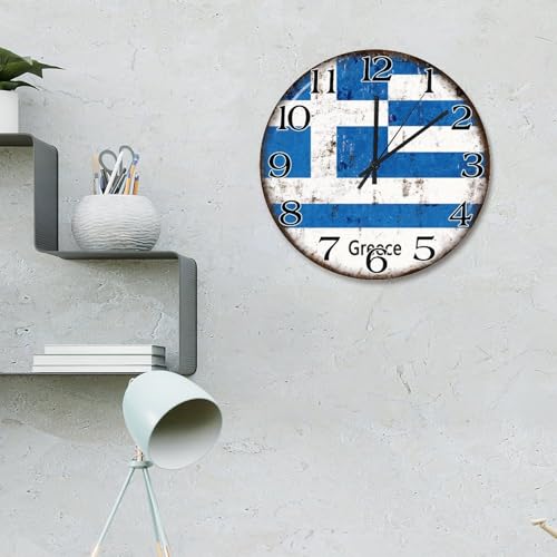Horloge murale silencieuse drapeau de la Grèce mouvement sans tic-tac