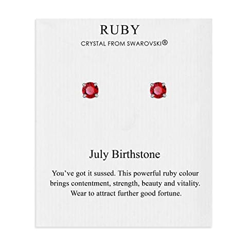 Philip Jones Ruby Birthstone Earrings with Zircondia Crystals Cover