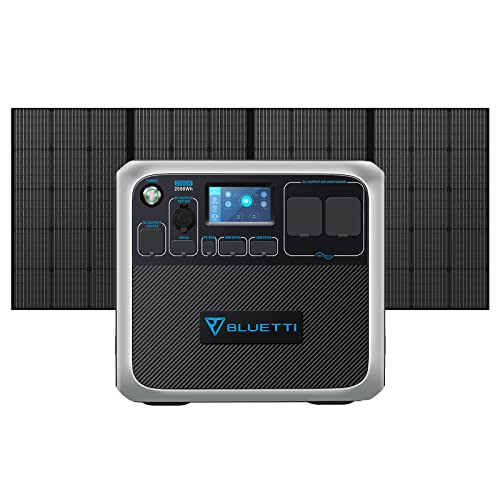 BLUETTI Solar Generator AC200P with PV350 Solar Panel, 2000Wh/2000W Lifepo4 Portable Power Station Generator, 350w Solar Modules For Emergency Power Supply Camping, Caravan