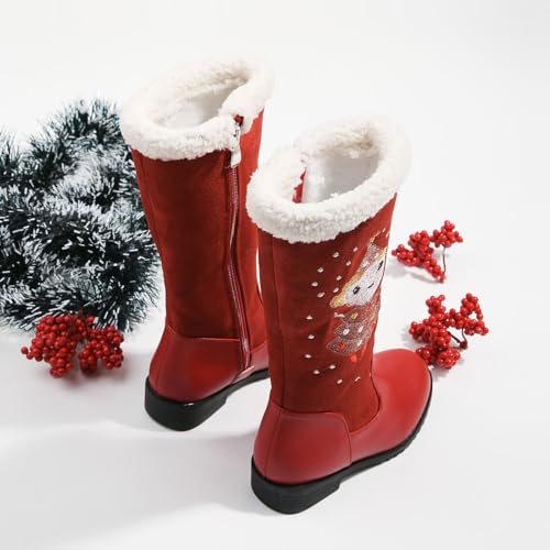 IWIHMIV Toddler Girl Riding Boots Round Toe Mid Calf Boots for Girls Non Slip Dress Up Riding Booties with Zipper3